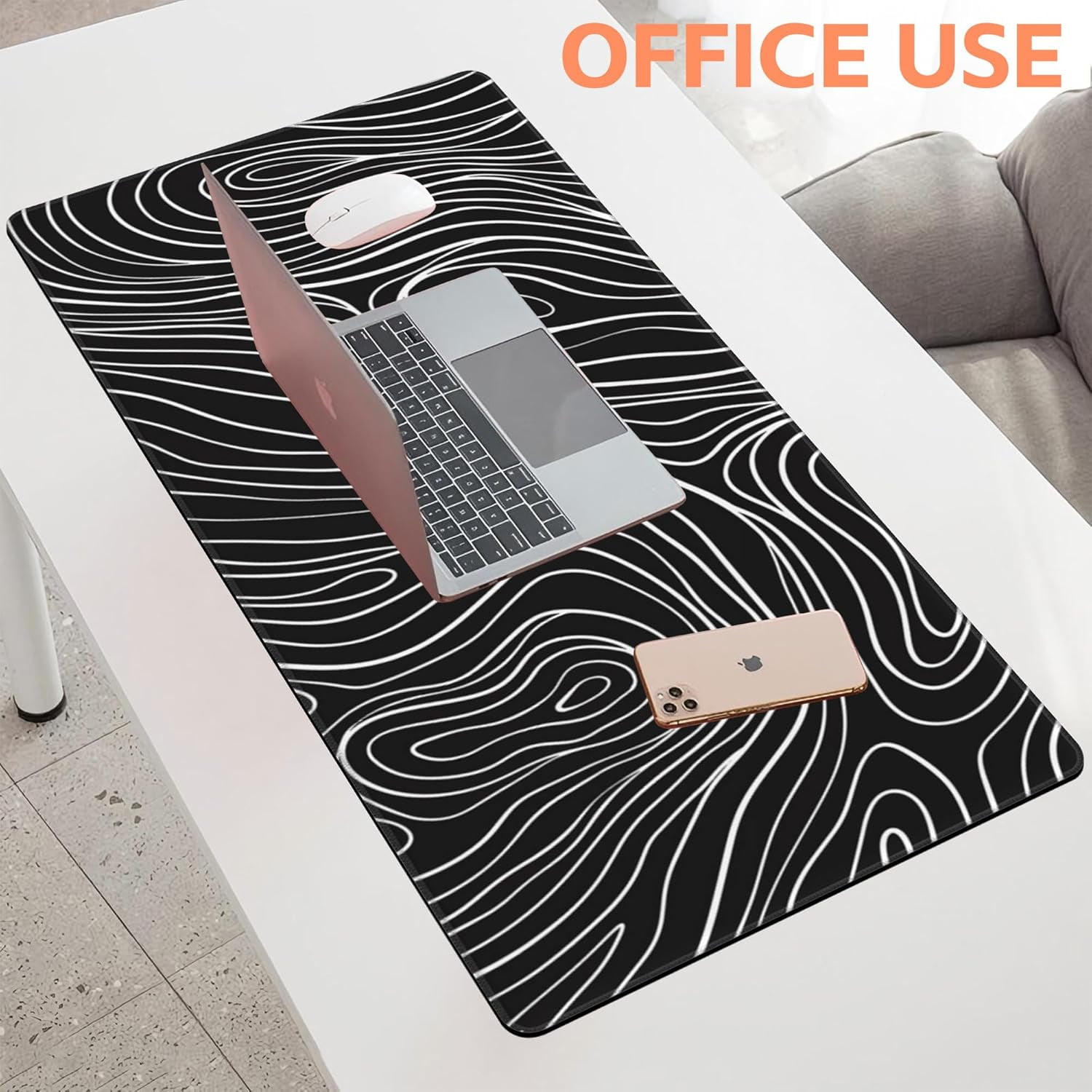 Abstract Outline Gaming Mouse Pad,Large Non-Slip Thick Stitched Edge Mouse Mat for Home Office Gaming Keyboard Desk Pad (35.4 x 15.7 Inches)