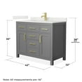 thumbnail image 4 of Beckett 42" Dark Gray Single Vanity & Giotto Quartz Top (1-Hole) & Gold Trim, 4 of 5