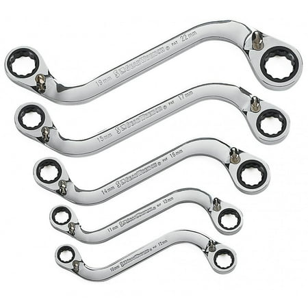 UPC: 0082171852992 | GearWrench 85299 5-Piece Metric S-Shape Reversible Ratcheting Wrench Set