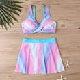 thumbnail image 4 of Conjunto de Bikini de Cintura Alta para Mujeres, Moda de Impresión Gradiente, Colgantes Ajustables Bikini sin Espalda, 4 of 7