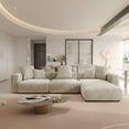 thumbnail image 4 of Magic Home Convertible Sectional Sofa Modular Couch,L-Shaped Modern Corduroy Sofa with Pillows for Living Room,Apartment and Small Space,3-Seat Sofa with one Ottoman,Beige, 4 of 14