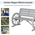thumbnail image 6 of NALYL 41" Wooden Wagon Wheel Bench, Rustic Outdoor Patio Weather Resistance Furniture, 2-Person Slatted Seat Bench with Backrest, Charcoal Grey, 6 of 10