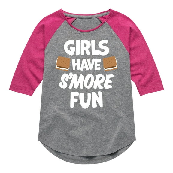 Instant Message - Girls Have Smore Fun - Toddler & Youth Girls Raglan Graphic T-Shirt