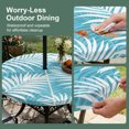 thumbnail image 5 of Round Outdoor Tablecloth with Umbrella Hole and Zipper, Turquoise Palm Leaf Tablecloth with Elastic Waterproof, Summer Coastal Botanical Tropical Patio Table Covers for 31" - 35" Picnic Pool Tables, 5 of 9
