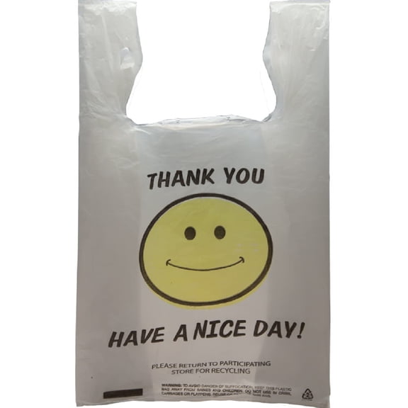 White Plastic Thank You Bags, Polyethylene T-Shirt Handles, 800 Count, 11.5 x 6.5 x 20 in