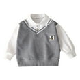 thumbnail image 2 of MAIHAN-Boys V Neck Sweater, Kids Pullover Shirt, School Outfit Top, Long Sleeve Polo Shirt, Fall Boys Clothing(Grey,1-2 Years), 2 of 8