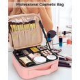 thumbnail image 2 of Makeup Bag, Travel Cosmetic Storage Box, Professional Makeup Artist Storage with Adjustable Dividers Pink, 2 of 6