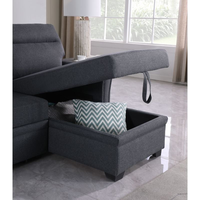 Bowery Hill Fabric Reversible/Sectional Sleeper Sofa with Storage