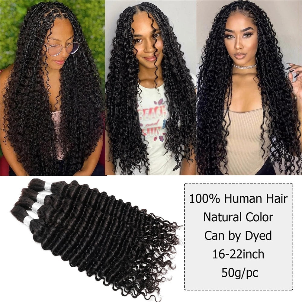 Human Hair Bulk for Braiding 100g/Pack Deep Wave Indian Remy Boho Braids Hair Bulk Extension