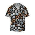 thumbnail image 4 of Uemuo Colorful Screws Pattern Cotton Linen Short Sleeve Shirts,Casual Lightweight Button Down Shirts,Vacation Beach Summer Tops-Small, 4 of 7
