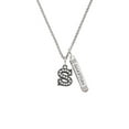 thumbnail image 2 of Delight Jewelry Black Nickeltone Crystal Initial - S - Beaded Border - Silvertone Guardian Angel Bar Charm Necklace, 23", 2 of 4