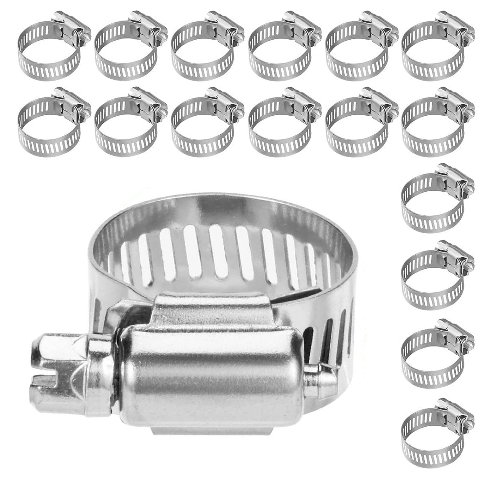 50pcs 3/8-1/2 Adjustable Stainless Steel Drive Hose Clamps Fuel Line Worm Clip 