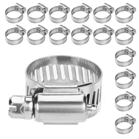 

findmall 50pcs 3/8 -1/2 Adjustable Stainless Steel Drive Hose Clamps Fuel Line Worm Clip