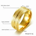 thumbnail image 3 of 8mm 14K Yellow Gold Ring For Men Grooved Frosted Wedding Bands Anniversary Engagement Male Jewelry Bague, 3 of 6