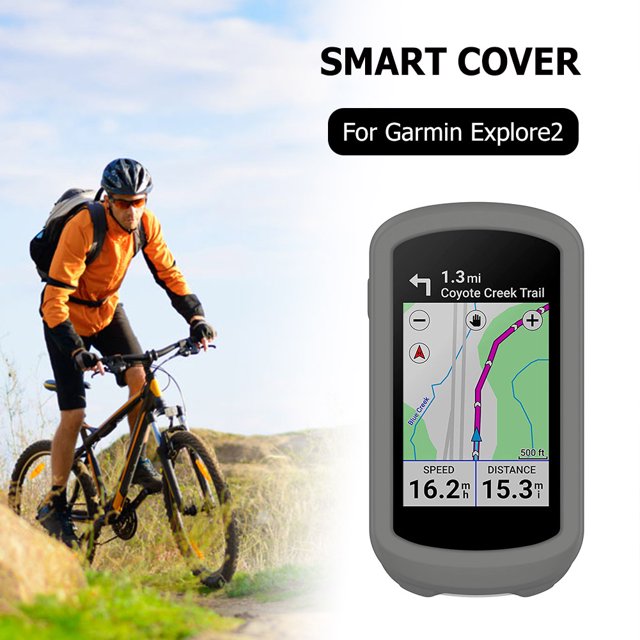 Funda de silicona para cronómetro, funda para ordenador de bicicleta para Garmin Explore 2 (gris oscuro)