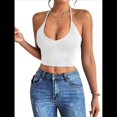 thumbnail image 1 of Camisola Básica de Tirantes Finos con Cuello en V y Canalé para Mujer (2025). XS, 1 of 9