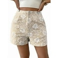 thumbnail image 3 of Women'S Floral Jacquard Shorts High Waisted Boho Summer Shorts with Pocket Apricot XXL, 3 of 8