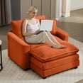 thumbnail image 5 of Muumblus 46" Accent Chair with Ottoman, Oversized Indoor Lounge Chair, Corduroy Sofa Armchair with Footstool, Orange, 5 of 10