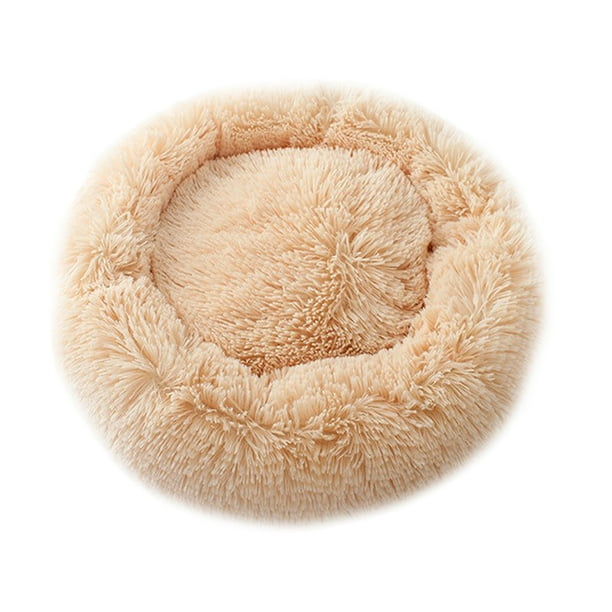Cama para perros color champán, cómoda, redonda, suave, lavable, con cojín para gatos, camas para mascotas pequeñas y medianas