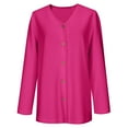 thumbnail image 4 of ClodeEU Long Sleeve Soft Knit Cardigan For Women，V Neck Button Casual Loose Sweater Hot Pink,Womens Plus XXXXXL, 4 of 5