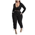 thumbnail image 2 of GaThRRgYP Womens Sets 2 Piece Outfits,Fashion Women Pocket Round-Neck Casual Long Sleeve + Pant Set, 2 of 6