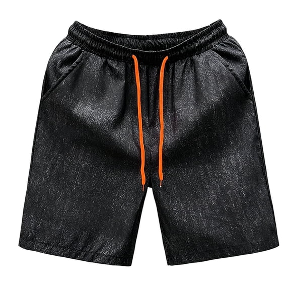 Mifsaly Mens Washed Denim Look Shorts 5 inch Drawstring Elastic Waist Lounge Shorts Lightweight Baggy Casual Summer Clothes Black,XXXXXL