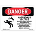 thumbnail image 1 of SignMission OS-DS-A-1218-L-2226 12 x 18 Po Signe de Danger OSHA - Tension Dangereuse Puissance Multiple, 1 of 1