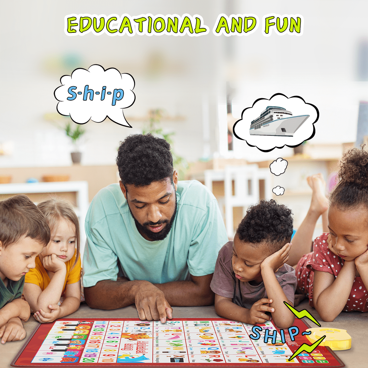 Bilingual Educational Talking ABC Poster – Interactive Learning Wall Chart with Music, Preschool STEM Toy, Best Birthday Gift (Red)