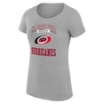 thumbnail image 2 of Women's G-III 4Her by Carl Banks Heather Gray Carolina Hurricanes Super-Slim Fit Lightweight Team Logo Graphic T-Shirt, 2 of 3