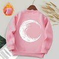 thumbnail image 4 of Girls Fleece Lined Sweatshirt Glow in the Dark Sweat Shirt Moon Long Sleeve Crew Neck Casual Going out Tops Fall Spring, Pink, 7 Years, 4 of 7