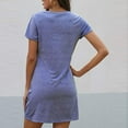 thumbnail image 4 of B91xZ Robe Maxi à Manches Courtes pour Femmes Robe Col Rond Robe Pull à Manches Courtes avec Poches, Bleu S, 4 of 5