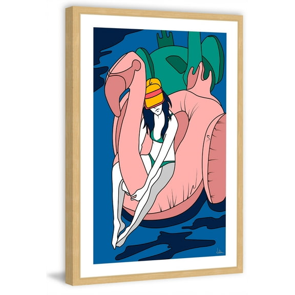 Floating Flamingo I Framed Painting Print