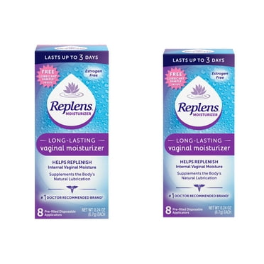2 Pk Replens Long Lasting Vaginal Moisturizer 8 Prefilled Disposable Applicators