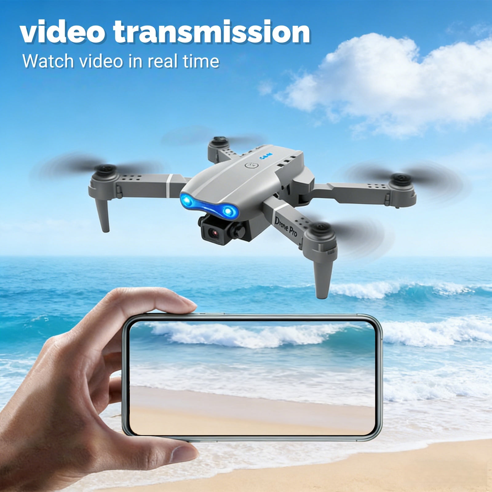 Ourlife 2.4" Screen Remote Dual Camera Drone with 1000mAh Rechargeable Battery, HD RC Quadcopter with Live View Display for Beginners, Gray.