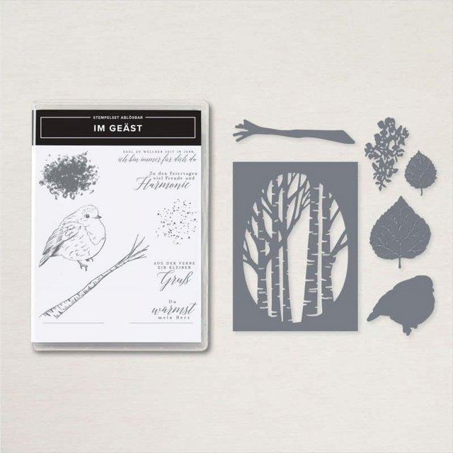 English/German/French Perched in A Tree Stamps and Aspen Tree Bird Scrapbooking DIY Card Making Design Greetings Decorative Template Machine Supplies, (German, only Cutting Dies)