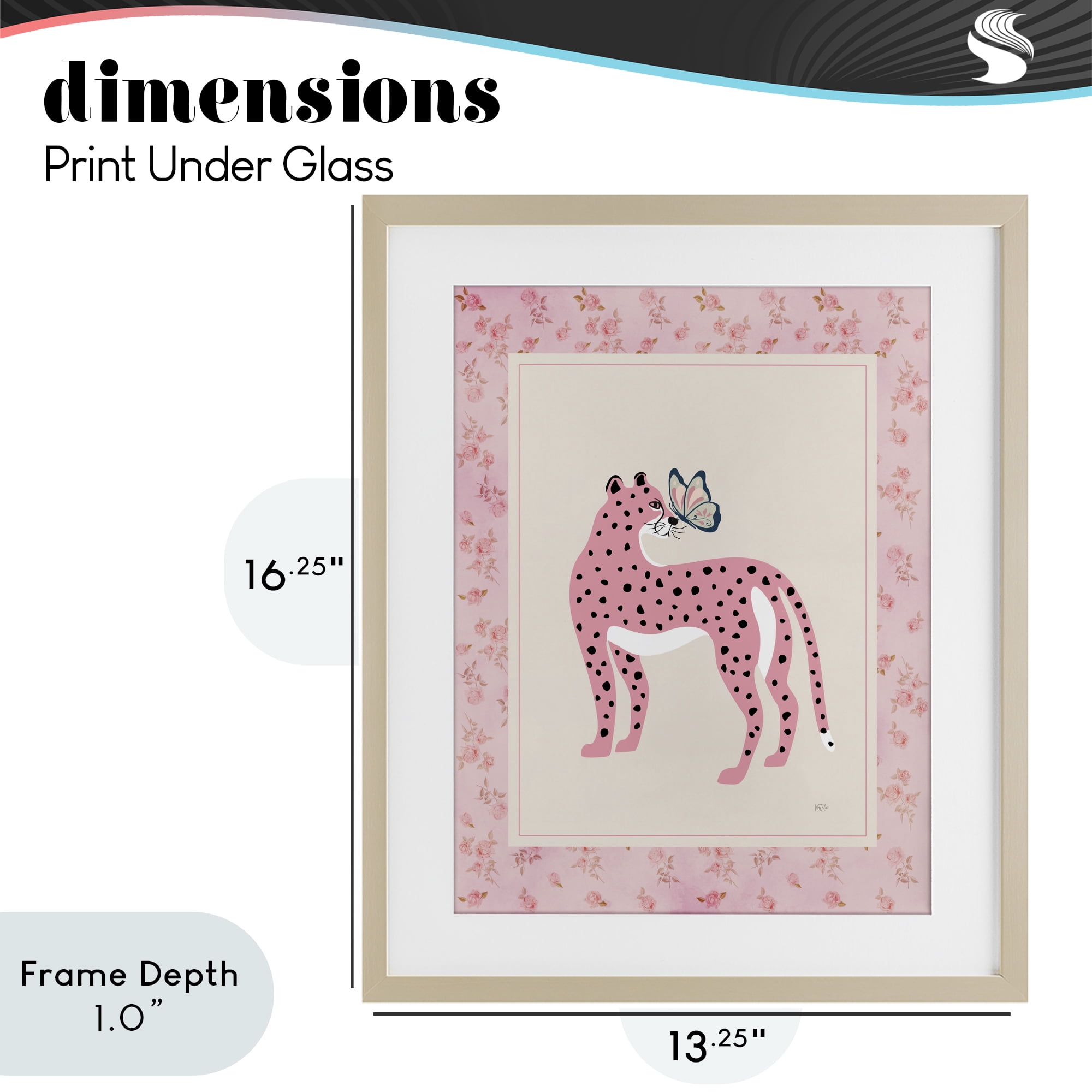 Stupell Industries Cheetah & Butterfly Friendship Birch Framed Print Under Glass, design by Natalie Carpentieri