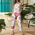 thumbnail image 3 of Fgvctg Valentine's Day Jumpsuits for Women Wide Leg Pant Comfy Love Heart Graphic Overall Sleeveless Romper Spaghetti Straps Jumpsuit Loose Bib Overalls Sprimg Clothing With Pockets Pink 2XL, 3 of 4