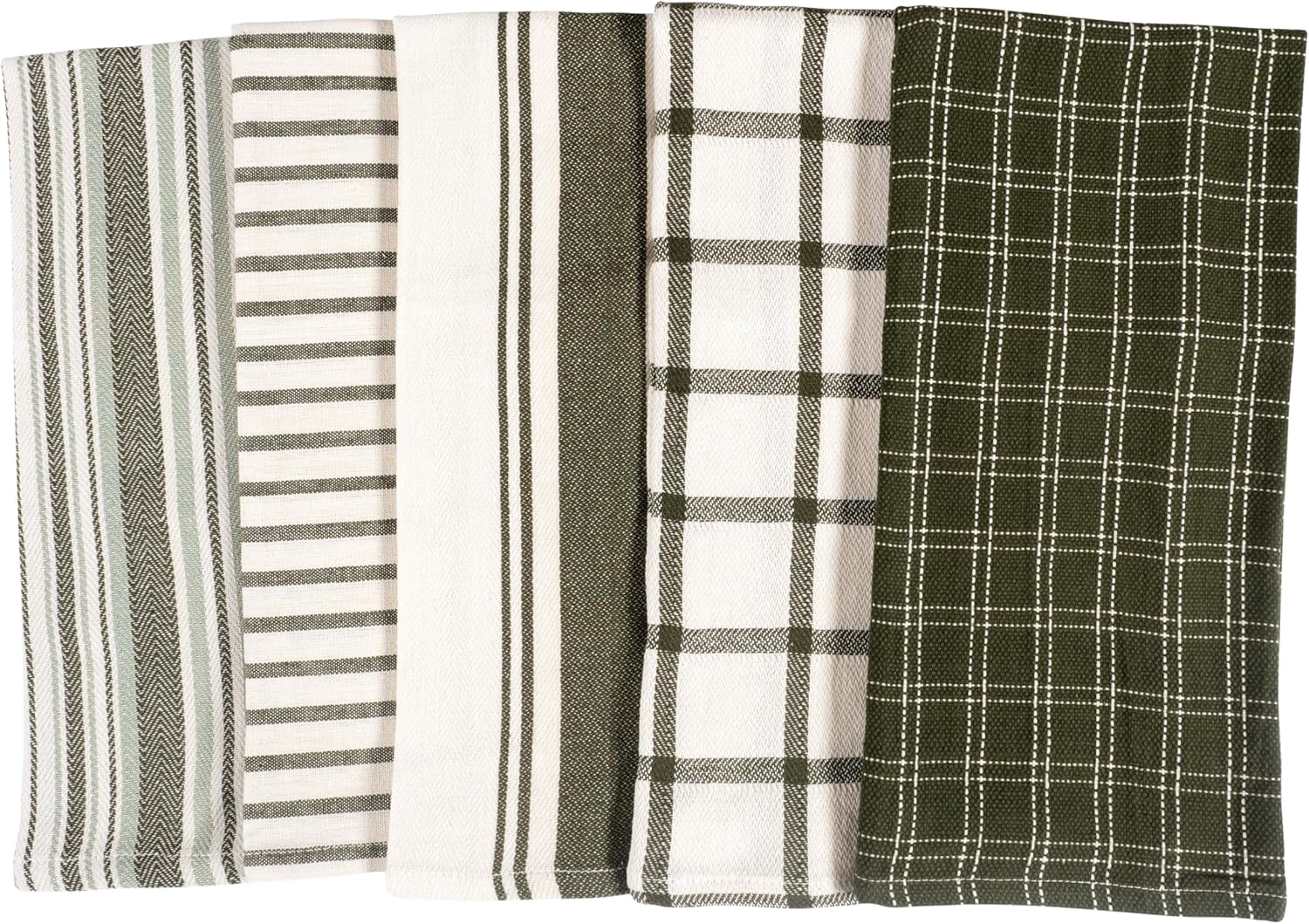 KAF Home Assorted Cotton Kitchen Towels Set, Flat Dish Towels, 18” x 28”, Olive, 10 Pack