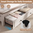 thumbnail image 5 of UHOMEPRO Full Size Bed Frame with 2 Drawers, 550LBS Heavy Duty Wood Platform Bed with Headboard, Noise-Free, Easy Assembly, No Box Spring Needed, White and Brown, 5 of 10