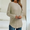 thumbnail image 2 of HAiming Long Sleeve Shirts for Women Tunic Loose Crewneck Pullover Curved Hem Tops Casual Basic Tee, 2 of 6