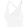 thumbnail image 2 of A2Y Women's Solid French Terry Cotton Back Cross Crop Top White M, 2 of 3