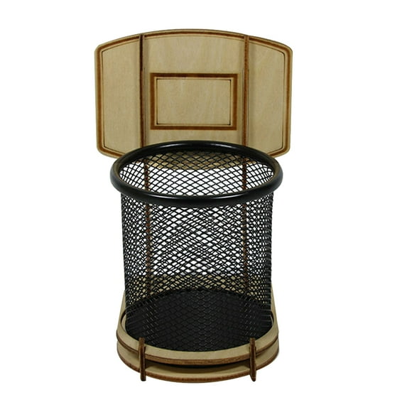 KAKOWELY Soporte para bolígrafos de baloncesto, soporte para bolígrafos de oficina, soporte para lápices de madera y metal.
