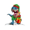 thumbnail image 3 of 1 Pce T-Shirt Imprimé Dinosaure de Noël pour Femmes, Col Rond Décontracté Manches Courtes, Tissu Polyester Extensible, Tee-Shirt Graphique de Vacances à la Mode pour Toutes les Saisons, 3 of 8