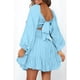 thumbnail image 3 of Vestido de manga larga para mujer,Vestido de cuello cuadrado para mujer, Vestido de verano con lazo en la espalda, Vestido fluido para mujer, diseñado a medida, 3 of 6