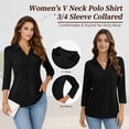 thumbnail image 2 of SWQZVT Women's V Neck Polo Shirt 3/4 Sleeve Collared Casual Business Top Loose Fit Summer Blouse, 2 of 7