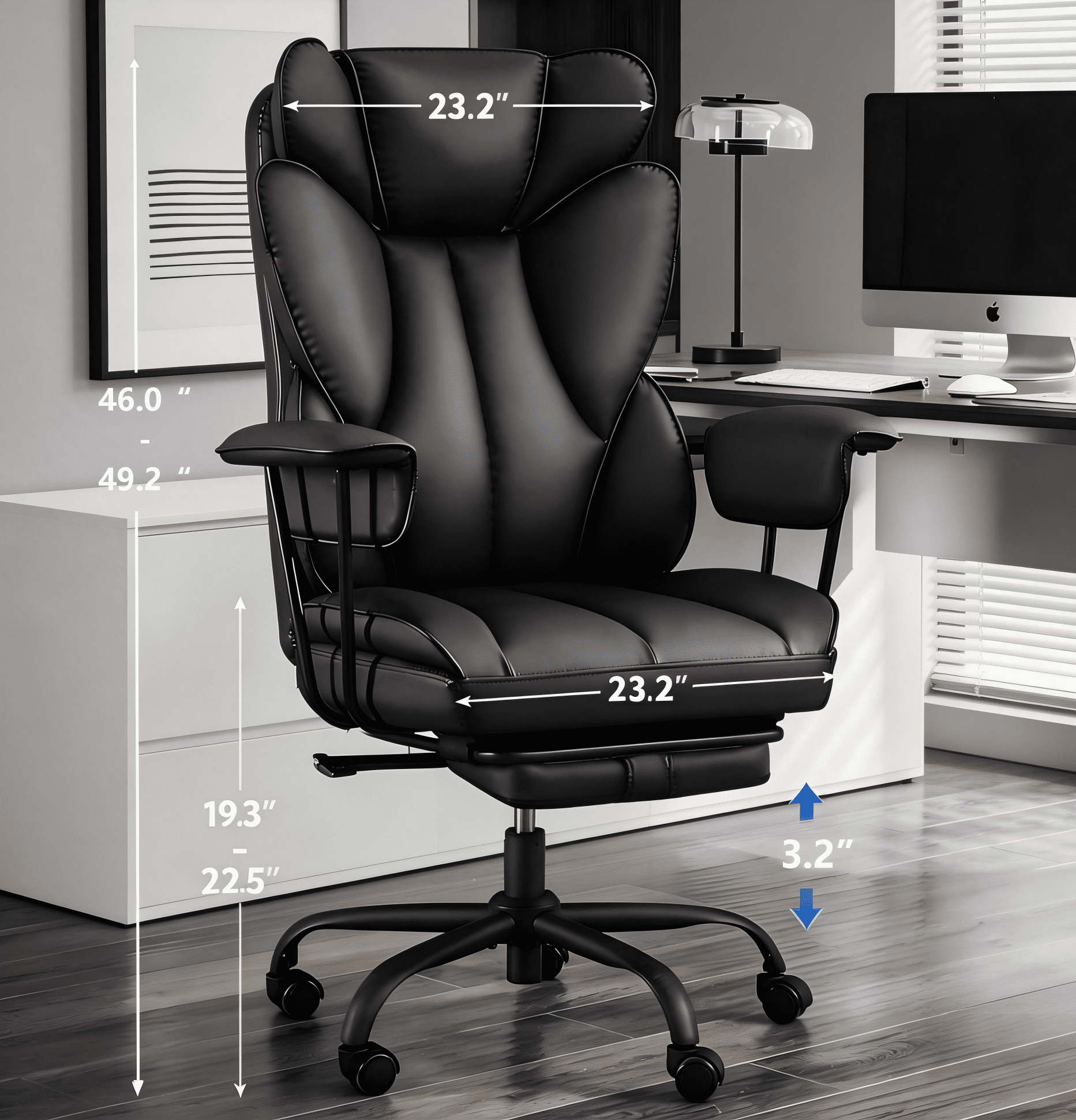 TMV Multi-Purpose Ergonomic Office Chair - High Back Desk Chair & Computer Gaming Chair with Adjustable Lumbar Support,Black