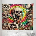 thumbnail image 2 of Ambesonne Trippy Tapestry King Size, 70s Hippie Psychedelic Skull, 104"x88", Pale Sepia Multicolor, 2 of 3