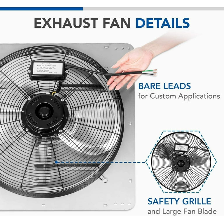 20 Inch Shutter Exhaust Fan Aluminum, High Speed 1190 RPM, 3368 CFM, Aukfa  Window Exhaust Fan, Bathroom Exhaust Fan, Garage Exhaust Fan - Walmart.com