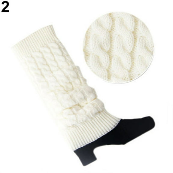 Women's Solid Cable Knit Leg Warmers Knitted Crochet Winter Socks(A)