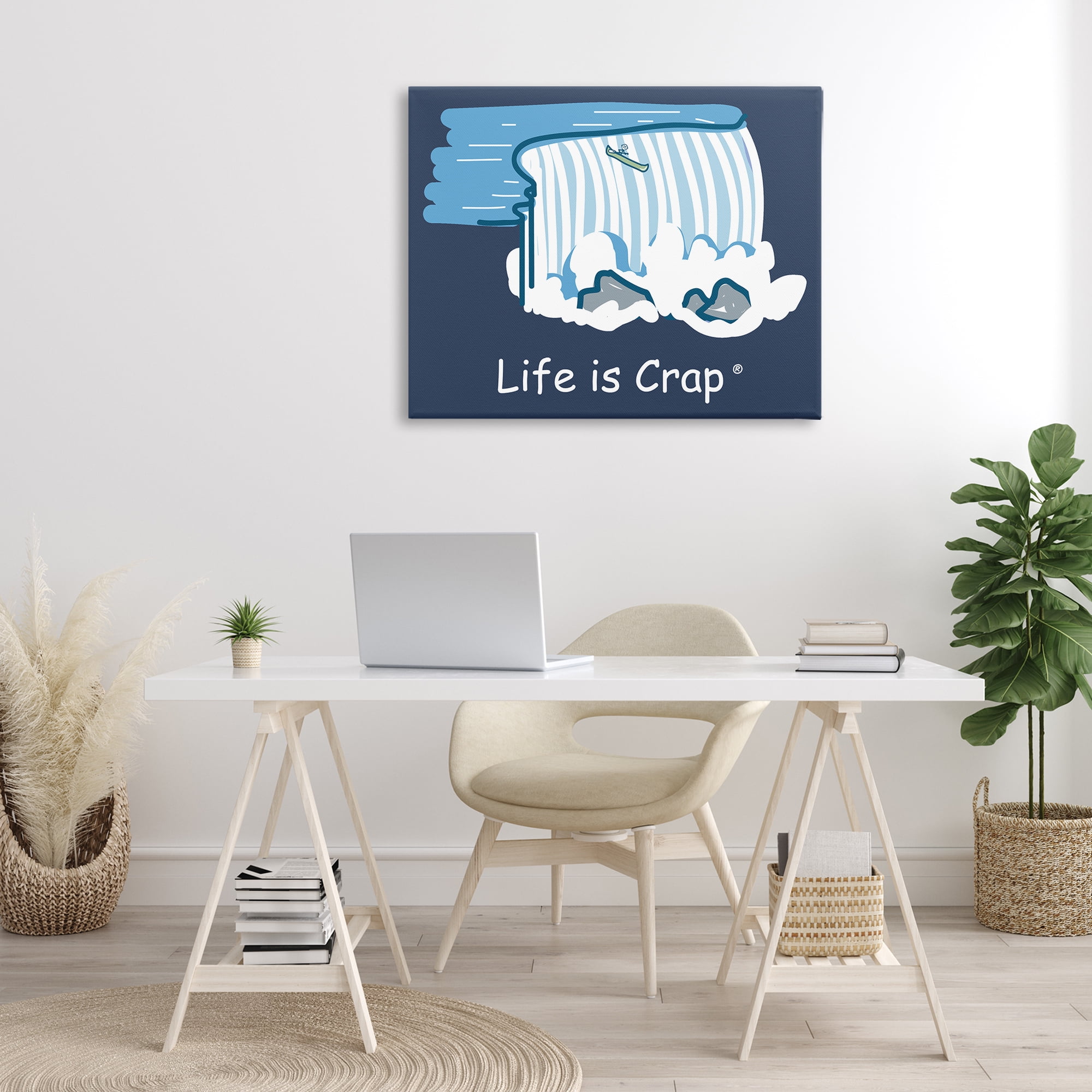 Stupell Industries Funny Canoe Falls Novelty & Humor Painting Wrapped Canvas Art Print Wall Art, 40 x 30